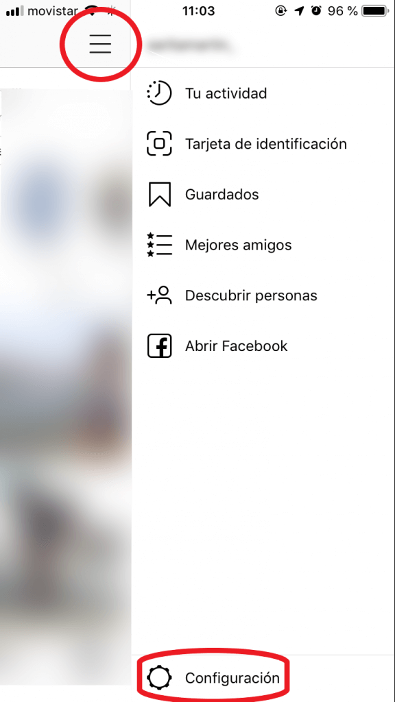 Contactar con Instagram desde la aplicación